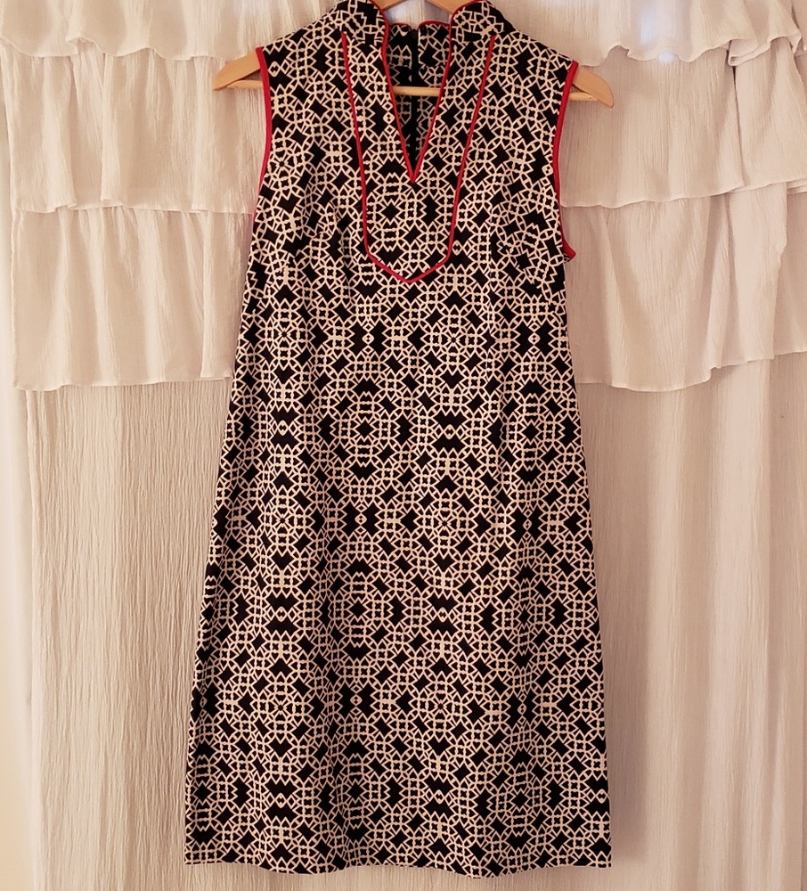 Eliza J collared dress with red trim